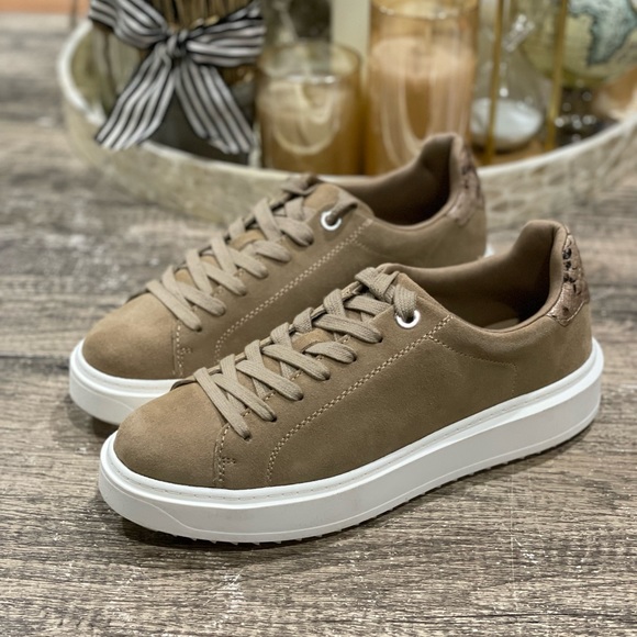 Steve Madden Shoes - Steve Madden Women's Charlie Sneaker, Taupe Suede Size 9.5